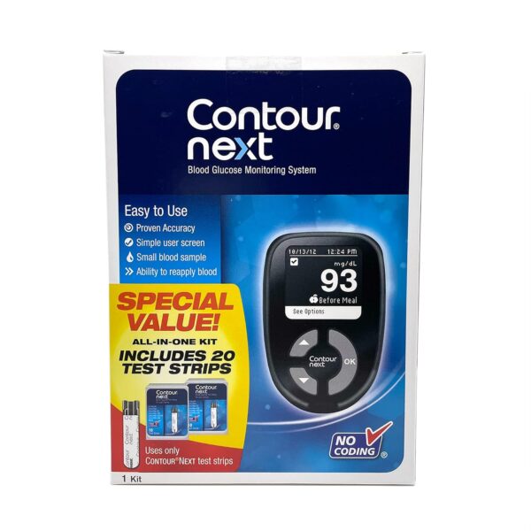 Ascensia CONTOUR NEXT Blood Glucose Monitoring System – All-in-One Kit for Diabetes with Glucose Monitor and 20 Test Strips For Blood Sugar & Glucose Testing - Image 3