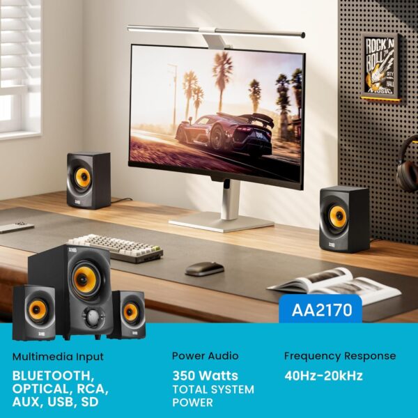 Acoustic Audio by Goldwood Bluetooth 2.1 Speaker System 2.1-Channel Home Theater Speaker System, Black (AA2170) - Image 3