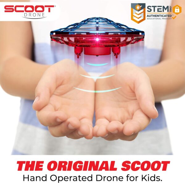 Force1 Scoot Combo Hand Operated Drone for Kids or Adults - Hands Free Motion Sensor Mini Drone, Easy Indoor Rechargeable UFO Flying Ball Drone Toy for Boys and Girls (Red/Blue) - Image 3