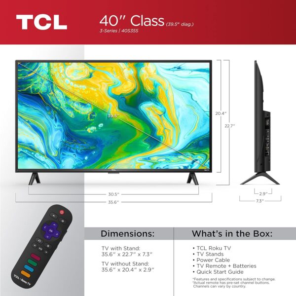 TCL 40" Class 3-Series Full HD 1080p LED Smart Roku TV - 40S355,Black - Image 4