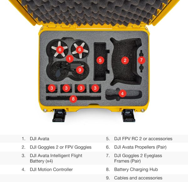 Nanuk 925 Waterproof Hard Case with Foam Insert for DJI Avata FPV Unit, Goggles and Fly More Combo - Yellow (925S-080YL-0A0-C0745) - Image 8