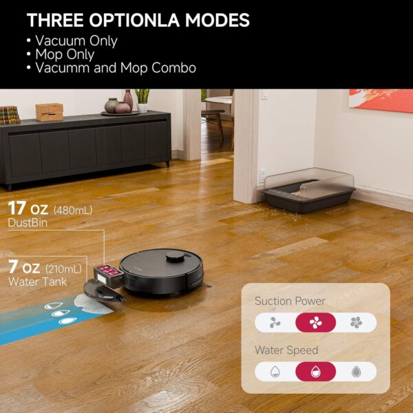 Robot Vacuum and Mop Combo – Precise LiDAR Navigation, Smart Home Robot Map, Vacuum/Mop/Combo Cleaning Mode, Auto Recharge, Customized Cleaning, APP/Remote/Voice Control, for Hard Floors and Carpets - Image 6