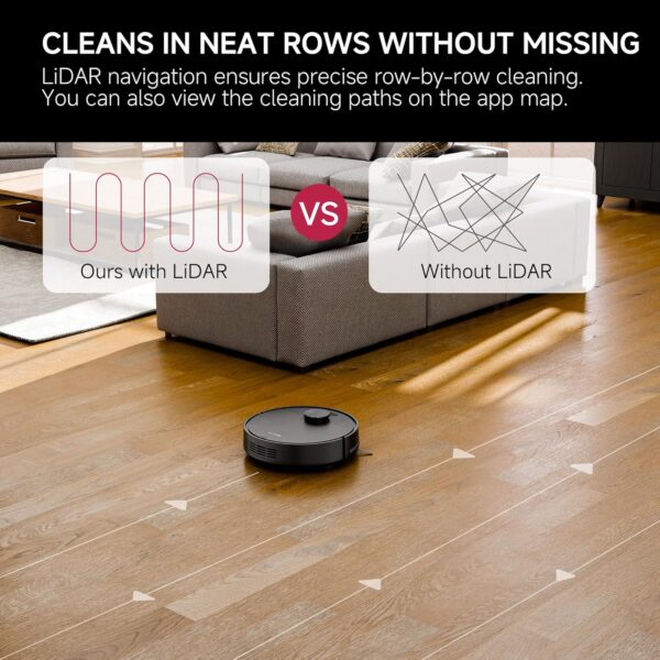 Robot Vacuum and Mop Combo – Precise LiDAR Navigation, Smart Home Robot Map, Vacuum/Mop/Combo Cleaning Mode, Auto Recharge, Customized Cleaning, APP/Remote/Voice Control, for Hard Floors and Carpets - Image 4