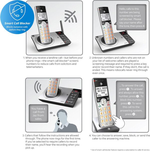 AT&T CL82207 DECT 6.0 2-Handset Cordless Phone for Home with Answering Machine, Call Blocking, Caller ID Announcer, Intercom and Unsurpassed Range, Silver - Image 6