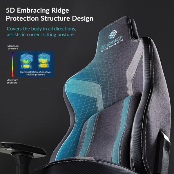 EUREKA ERGONOMIC Gaming Chair, Computer Gamer Chair with Lumbar Support, High Back Office Chair 4.3in Seat Thicker Cushion, Official Blast Competition Chair Python II, Ergonomic Chair（Blue） - Image 7