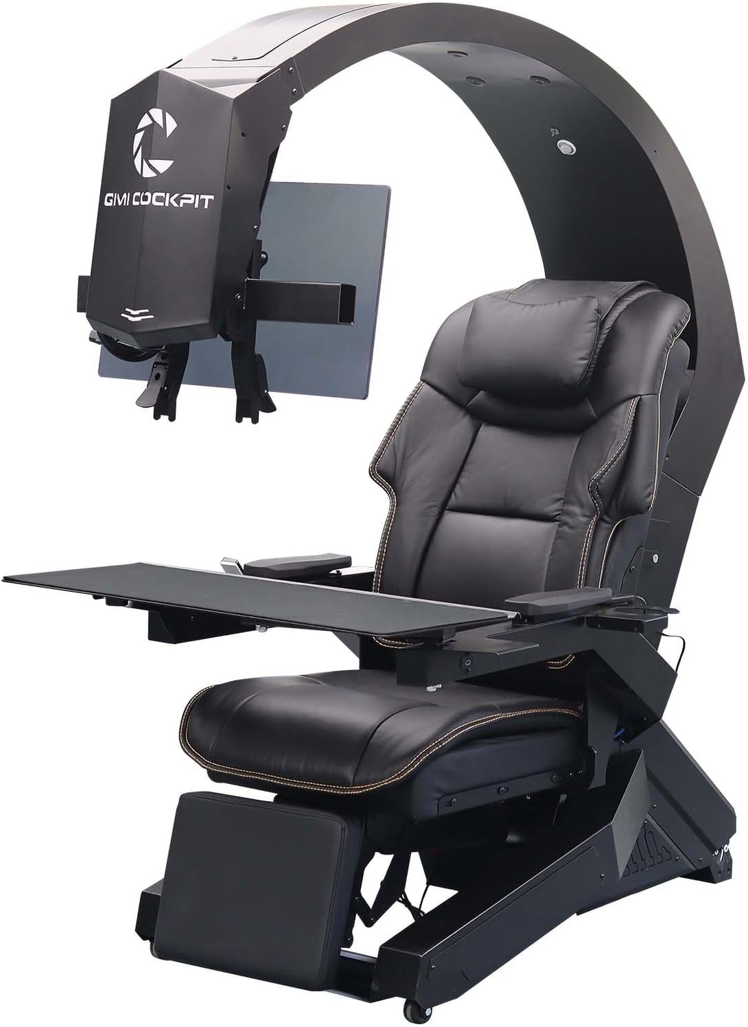 IW-320 Zero Gravity Computer Gaming Chair Reclining Workstation(5-Monitor Brackets, Leather Seat, Black)