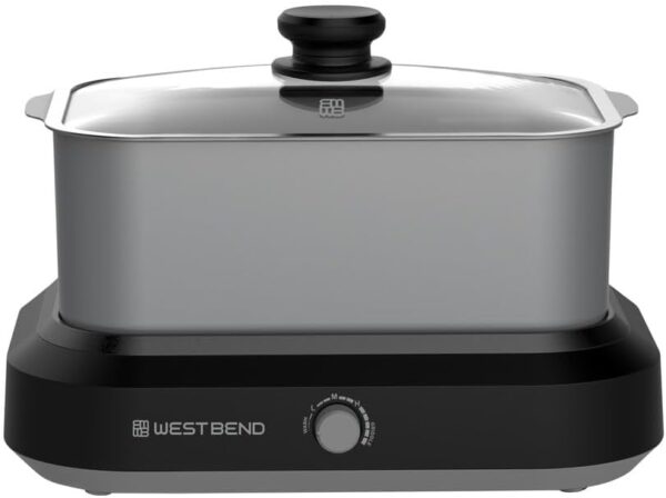 West Bend 87905 Slow Cooker Large Capacity Non-stick Vessel with Variable Temperature Control Includes Travel Lid and Thermal Carrying Case, 5-Quart, Silver - Image 9