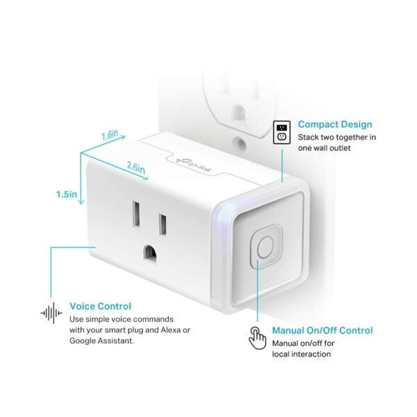 Kasa Smart Plug HS103P2, Smart Home Wi-Fi Outlet Works with Alexa, Echo, Google Home & IFTTT, No Hub Required, Remote Control,15 Amp,UL Certified, (Pack of 2) White - Image 6