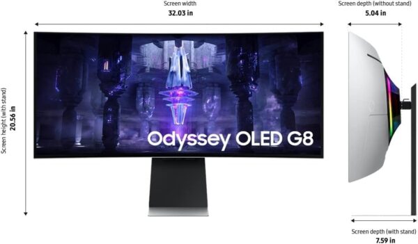 SAMSUNG 34" Odyssey G85SB Series QD-OLED Ultra WQHD Curved Gaming Monitor, 175Hz, 0.03ms, DisplayHDR True Black 400, AMD FreeSync Premium Pro, Advanced Game Streaming, LS34BG850SNXZA, 2023 - Image 5