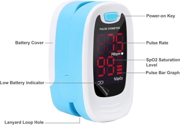 CONTEC LED CMS50M Pulse Oximeter,SpO2 and PR Value Waveform Blood Oxygen, Neck/Wrist Cord - Image 4