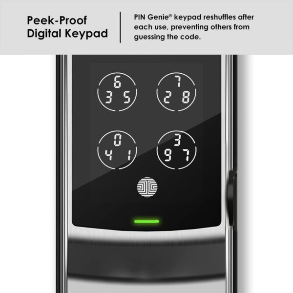 Lockly Secure Pro, Wi-Fi Smart Deadbolt, Keyless Entry Door Lock, PIN Genie® Keypad, 3D Biometric Fingerprint Sensor, Auto Lock - Satin Nickel (PGD728WYSN) - Left Fingerprint Edition - Image 5