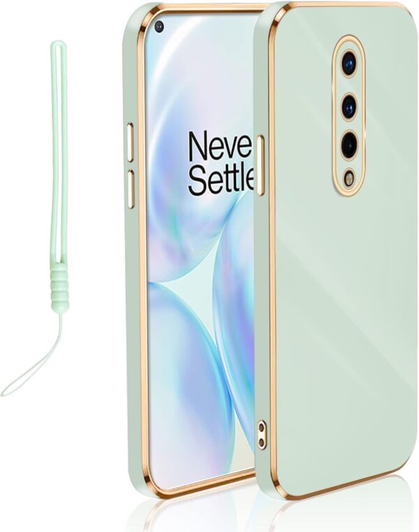 KuDiNi for Oneplus 8 Case, Oneplus 8 Phone Case for Women Girls Electroplating Cute Luxury Bling Aesthetic Trendy Pretty, Full Camera Soft TPU Protection Shockproof Cover for Oneplus 8 (Mint Green) - Image 2