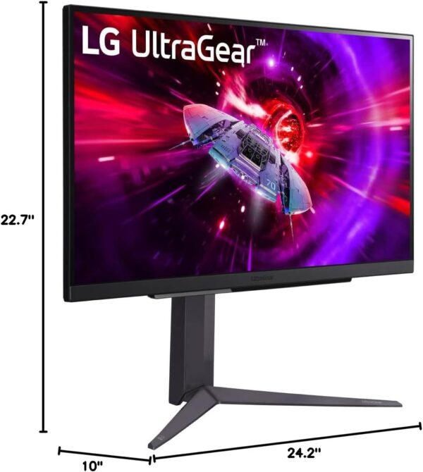 LG 27" UltraGear QHD (2560x1440) Gaming Monitor, 240Hz, 1ms, VESA DisplayHDR 400, G-SYNC and AMD FreeSync Premium, HDMI 2.1, DisplayPort, 4-Pole HP Out DTS HP:X, Tilt/Height/Pivot Stand, Black - Image 3