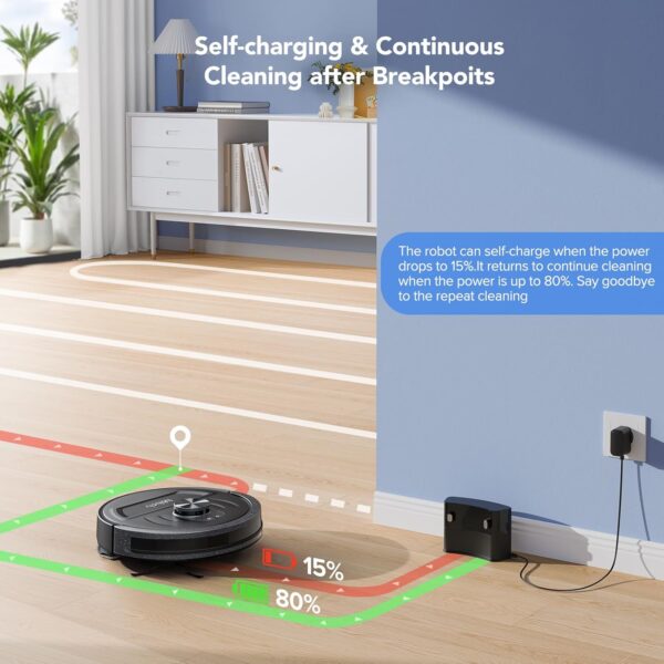 Lubluelu Robot Vacuum and Mop 5500Pa, L20 Robot Vacuum Cleaner, LiDAR Navigation, Smart Mapping, 30 No-go Zones,WiFi/App/Alexa, 3 in 1 Robotic Vacuum for Pet Hair,Hard Floor,Carpet - Image 9