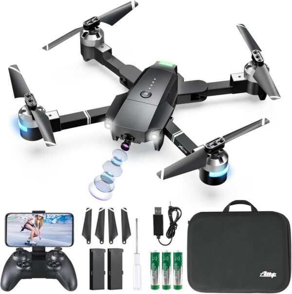 ATTOP Drone with Camera for Adults, 1080P Live Video 120°Wide Angle APP-Controlled Camera Drone for Kids over 8 Years Old, Beginner Friendly with 1 Key Fly/Land/Return, FPV Drone w/ Safe Emergency Stop, Remote/Voice/Gesture Control, 360°Flip, Carrying Case, 2 Batteries, VR Mode, Girls/Boys Gifts - Image 2