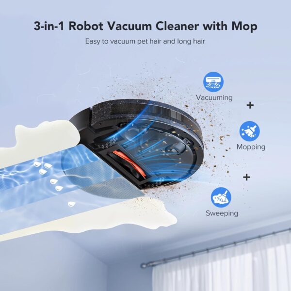 Lubluelu Robot Vacuum and Mop 5500Pa, L20 Robot Vacuum Cleaner, LiDAR Navigation, Smart Mapping, 30 No-go Zones,WiFi/App/Alexa, 3 in 1 Robotic Vacuum for Pet Hair,Hard Floor,Carpet - Image 6