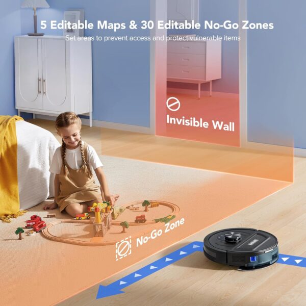 Lubluelu Robot Vacuum and Mop 5500Pa, L20 Robot Vacuum Cleaner, LiDAR Navigation, Smart Mapping, 30 No-go Zones,WiFi/App/Alexa, 3 in 1 Robotic Vacuum for Pet Hair,Hard Floor,Carpet - Image 7