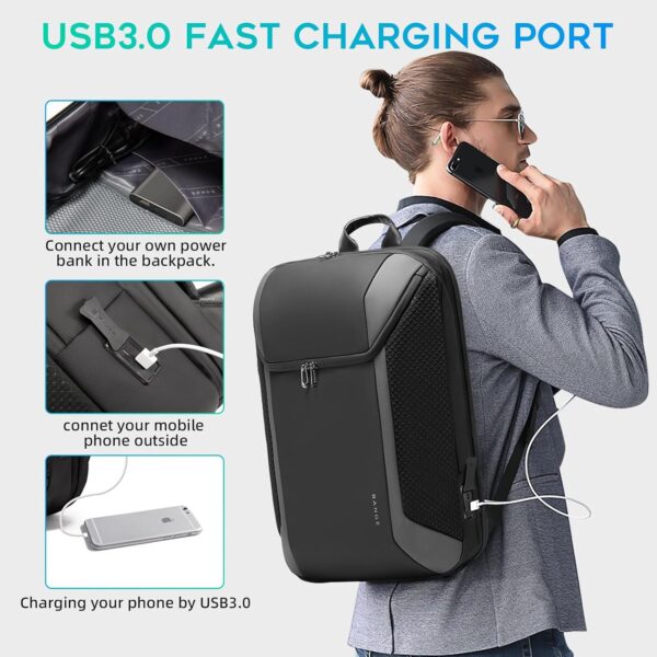 BANGE Travel Laptop Backpack Fits 15.6 Inch Notebook, Business Work Backpack with USB3.0 Fast Charging Port, Waterproof Travel Backpack With Luggage Sleeve… - Image 6