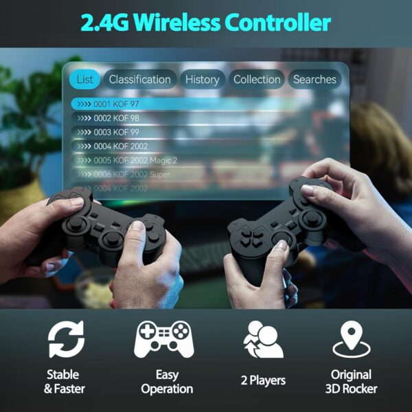 Wireless Retro Game Console Stick Built-in 20000+ Classic Games, 4K HDMI Output Nostalgia Plug & Play Retro Video Gaming Stick with 15 Emulators and Dual 2.4G Wireless Controller（64GB Memory Card） - Image 4