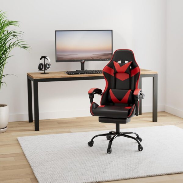 YSSOA Gaming Chair, Computer Chair with Footrest, Height Adjustable & 90°-135° Tilt Function, Swivel Recliner Ergonomic Racing Style Video Game Chair with Lumbar Support (Red) - Image 2