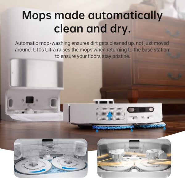 dreame L10s Ultra Robot Vacuum, 5300Pa Suction Robot Vacuum and Mop Combo, 60 Days Self-Emptying Robotic Vacuum, Auto Clean and Dry, AI Navigation, Robot Vacuum Cleaner for Pet Hair/Carpet/Hard Floor - Image 4