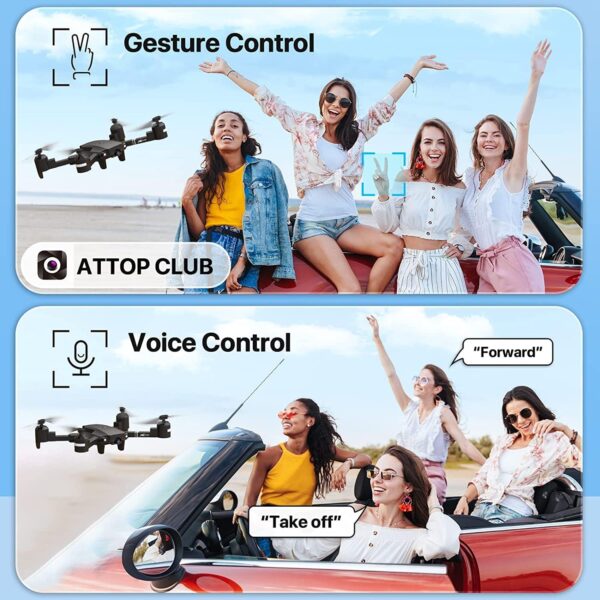 ATTOP Drone with Camera for Adults, 1080P Live Video 120°Wide Angle APP-Controlled Camera Drone for Kids over 8 Years Old, Beginner Friendly with 1 Key Fly/Land/Return, FPV Drone w/ Safe Emergency Stop, Remote/Voice/Gesture Control, 360°Flip, Carrying Case, 2 Batteries, VR Mode, Girls/Boys Gifts - Image 9