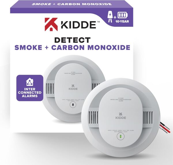 Kidde Hardwired Smoke & Carbon Monoxide Detector, 10-Year Battery Backup, Interconnectable LED Warning Light Indicators - Image 2