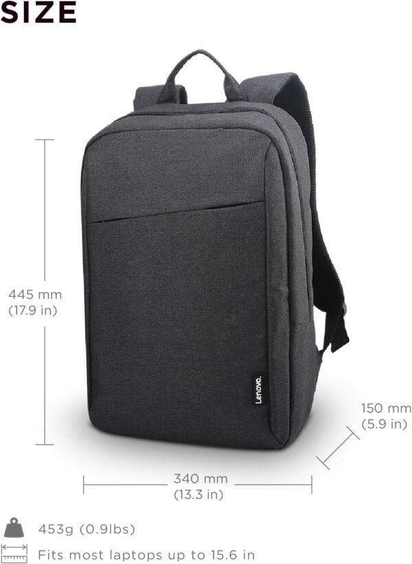 Lenovo Laptop Backpack B210, 15.6-Inch Laptop/Tablet, Durable, Water-Repellent, Lightweight, Clean Design, Sleek for Travel, Business Casual or College, GX40Q17225, Black - Image 8