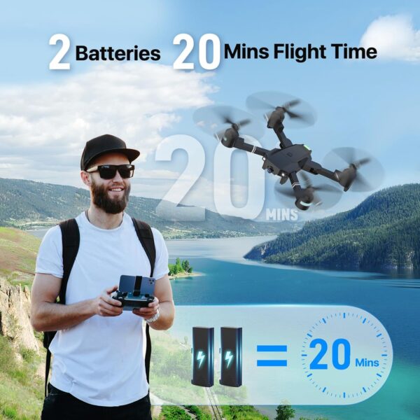 ATTOP Drone with Camera for Adults, 1080P Live Video 120°Wide Angle APP-Controlled Camera Drone for Kids over 8 Years Old, Beginner Friendly with 1 Key Fly/Land/Return, FPV Drone w/ Safe Emergency Stop, Remote/Voice/Gesture Control, 360°Flip, Carrying Case, 2 Batteries, VR Mode, Girls/Boys Gifts - Image 7