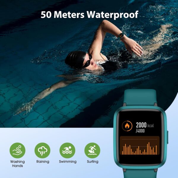 Fitness Tracker Watch, Step Tracker with Heart Rate, Blood Oxygen Sleep Monitor, 5ATM Waterproof Pedometer, Step Calorie Counter, Health Fitness Watch for Sports, Activity Tracker for Women Men - Image 7