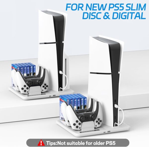 PS5 Slim Stand, Cooling Station with Dual Controller Charging Station for PS5 Console, PS5 Accessories with 3 Levels Fan, Headset Holder(Only for PlayStation 5 Slim Digital/Disc) - Image 3