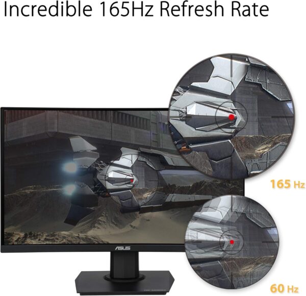 ASUS TUF Gaming 23.6" 1080P Curved Monitor (VG24VQE) - Full HD, 165Hz, 1ms, Extreme Low Motion Blur, Adaptive-Sync, FreeSync Premium, Shadow Boost, VESA Mountable, DisplayPort, HDMI, BLACK - Image 4