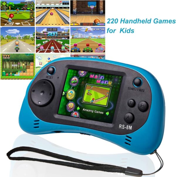 E-MODS GAMING Kids Handheld Games 16 Bit Retro Video Games Console with 220 HD Electronic Games - 2.5'' LCD Portable Travel Games Entertainment Gifts for Boys Girls Ages 4-12 (Sky Blue) - Image 4