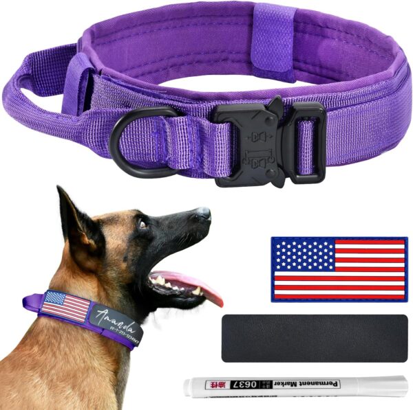 K9 Dog Collar, Military Dog Collar for Medium Large Dogs, Heavy Duty Nylon Dog Collar with Handle for Dog Walking, Running, Training and Hunting… - Image 2