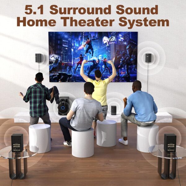 Bobtot Surround Sound Systems Wireless Rear Satellite Speakers - 800W 6.5inch Subwoofer 5.1/2.1 Channel Home Theater Systems with HDMI ARC Optical Bluetooth Input - Image 3