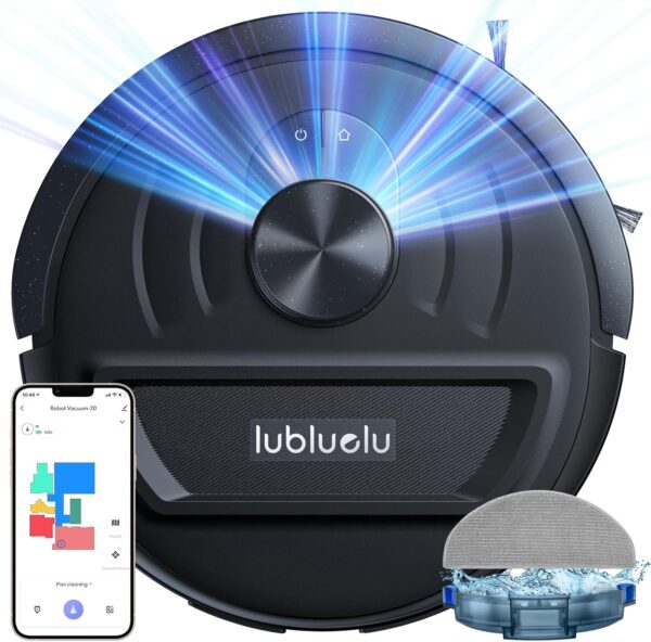 Lubluelu Robot Vacuum and Mop 5500Pa, L20 Robot Vacuum Cleaner, LiDAR Navigation, Smart Mapping, 30 No-go Zones,WiFi/App/Alexa, 3 in 1 Robotic Vacuum for Pet Hair,Hard Floor,Carpet - Image 2