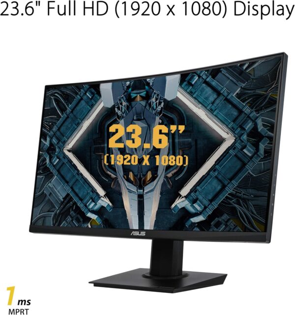 ASUS TUF Gaming 23.6" 1080P Curved Monitor (VG24VQE) - Full HD, 165Hz, 1ms, Extreme Low Motion Blur, Adaptive-Sync, FreeSync Premium, Shadow Boost, VESA Mountable, DisplayPort, HDMI, BLACK - Image 3