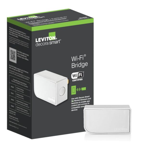 Leviton Wi-Fi Bridge for No-Neutral Decora Smart Dimmers and Switches (DN6HD and DN15S), Works with My Leviton, Alexa, Google Assistant, Apple Home/Siri & Wire-Free 3-Way, MLWSB-1RW, White - Image 2