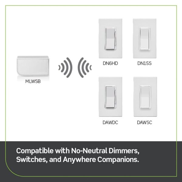 Leviton Wi-Fi Bridge for No-Neutral Decora Smart Dimmers and Switches (DN6HD and DN15S), Works with My Leviton, Alexa, Google Assistant, Apple Home/Siri & Wire-Free 3-Way, MLWSB-1RW, White - Image 7