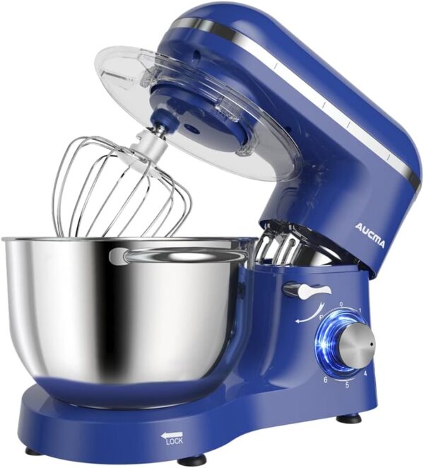 Aucma Stand Mixer,6.5-QT 660W 6-Speed Tilt-Head Food Mixer, Kitchen Electric Mixer with Dough Hook, Wire Whip & Beater (6.5QT, Royal Blue) - Image 2