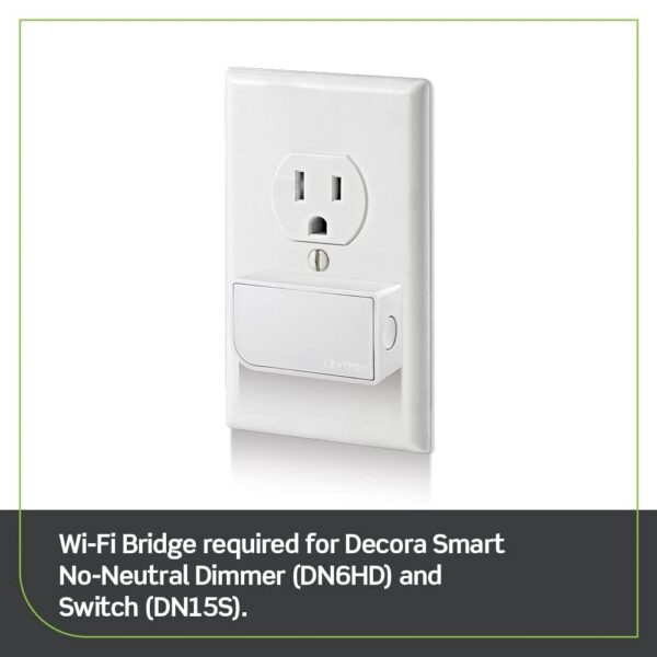 Leviton Wi-Fi Bridge for No-Neutral Decora Smart Dimmers and Switches (DN6HD and DN15S), Works with My Leviton, Alexa, Google Assistant, Apple Home/Siri & Wire-Free 3-Way, MLWSB-1RW, White - Image 3