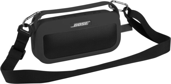 TXEsign Silicone Case Cover for Bose SoundLink Flex Bluetooth Portable Speaker Travel Protective Carrying Pouch with Handle Anti-dust Plug for Bose SoundLink Flex (Black) - Image 10