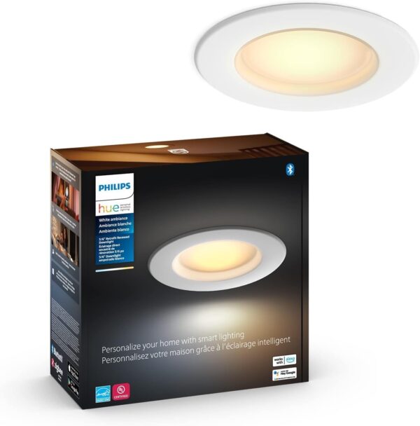 Philips Hue White Ambiance Extra Bright High Lumen Dimmable LED Smart Retrofit Recessed 4" Downlight Compatible with Amazon Alexa Apple HomeKit and Google Assistant, 1-Pack - Image 2