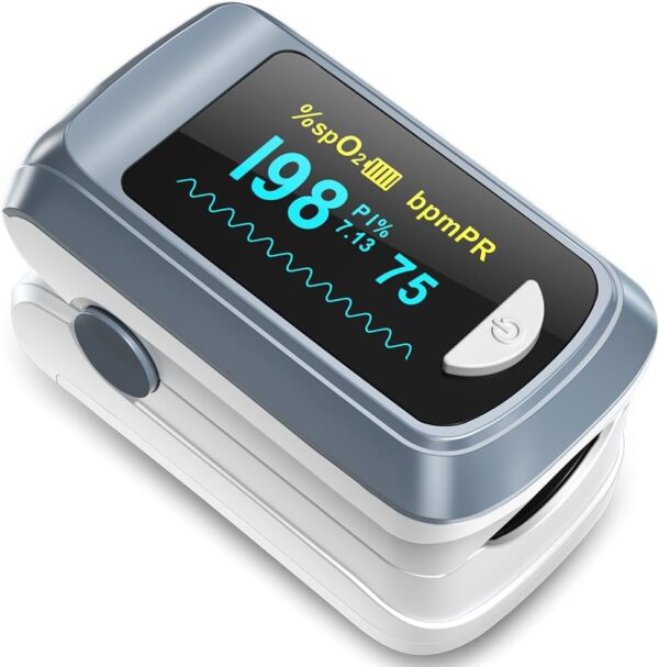 Fingertip Pulse Oximeter Blood Oxygen Saturation Monitor Pulse Ox, Heart Rate and Fast Spo2 Reading Oxygen Meter with OLED Screen Included Lanyard and 2 X AAA Batteries - Image 2