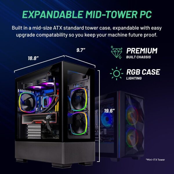 Skytech Gaming Azure Gaming PC, Ryzen 7 7700X 4.5 GHz, RX 7600, 1TB NVME, 32GB DDR5 RAM RGB, 650W Gold PSU Wi-Fi, Win 11 Home, RGB-Keyboard and RGB-Mouse Included - Image 9