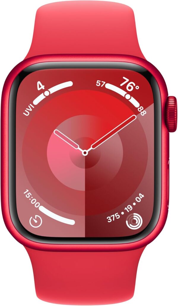 Apple Watch Series 9 [GPS + Cellular 41mm] Smartwatch with (Product) RED Aluminum Case with (Product) RED Sport Band S/M. Fitness Tracker, ECG Apps, Always-On Retina Display - Image 3