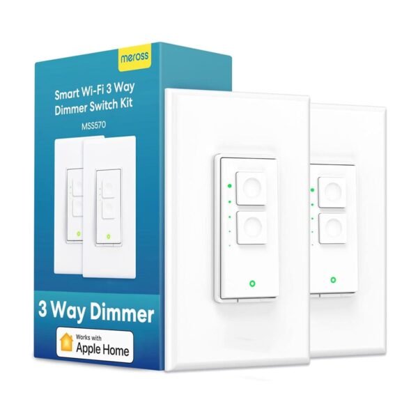 meross 3 Way Smart Dimmer Switch Kit, Smart Light Switch Supports Apple Home, Siri, Alexa, Google Assistant & SmartThings, 2.4GHz Wi-Fi Light Switch, Neutral Wire Required, Remote Control Schedule - Image 2