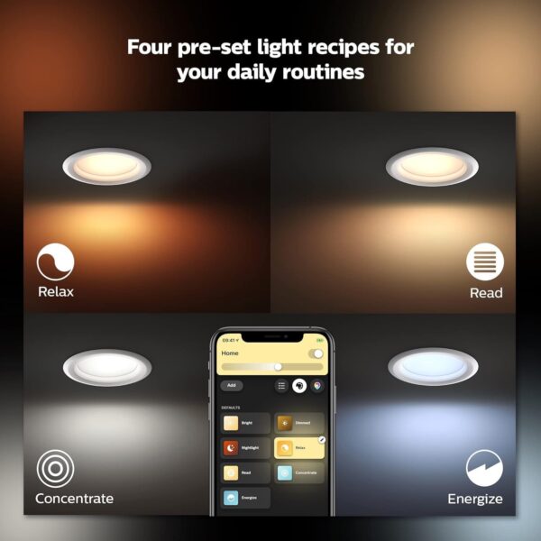 Philips Hue White Ambiance Extra Bright High Lumen Dimmable LED Smart Retrofit Recessed 4" Downlight Compatible with Amazon Alexa Apple HomeKit and Google Assistant, 1-Pack - Image 8