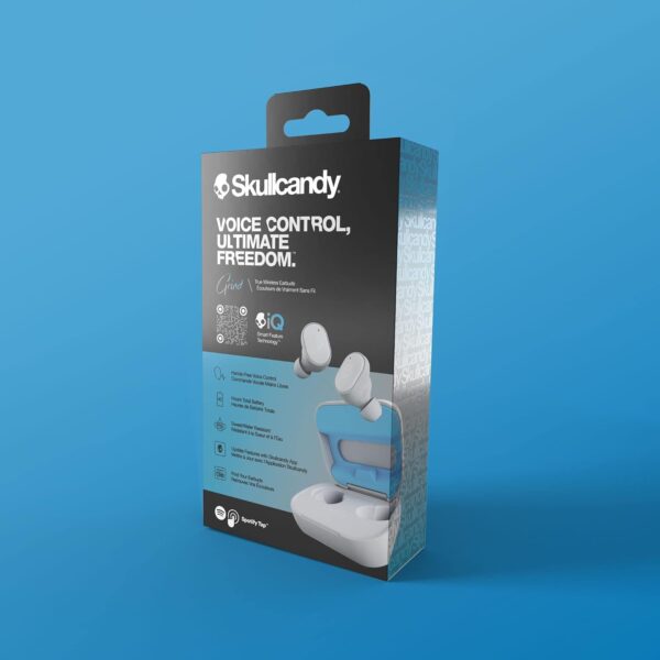 Skullcandy Grind In-Ear Wireless Earbuds, 40 Hr Battery, Skull-iQ, Alexa Enabled, Microphone, Works with iPhone Android and Bluetooth Devices - Light Grey/Blue - Image 7