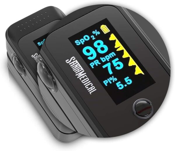 Santamedical Dual Color OLED Pulse Oximeter Fingertip, Blood Oxygen Saturation Monitor (SpO2) with Case, Batteries and Lanyard - Image 5